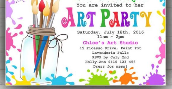 Art Party Invitation Template Editable Printable Art Party Invitation Children 39 S