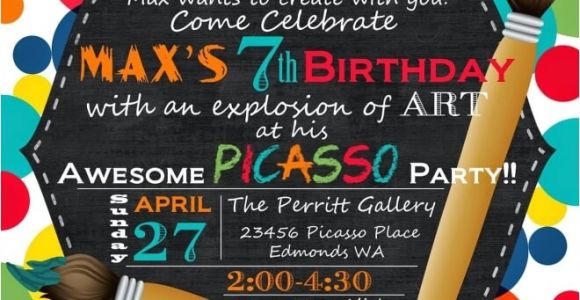 Art themed Birthday Party Invitation Wording A Picasso Inspired Boy S Art themed Birthday Party