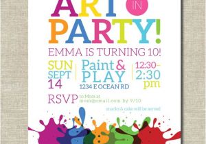 Art themed Birthday Party Invitation Wording Art Party Invitation Painting Party Art Birthday Party