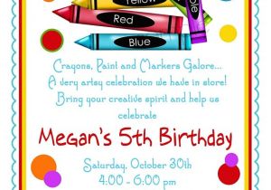 Art themed Birthday Party Invitation Wording Items Similar to Art Party Invitations Crayon Invitations
