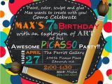 Art themed Birthday Party Invitations A Picasso Inspired Boy 39 S Art themed Birthday Party