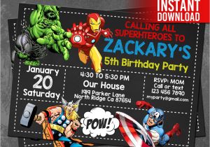 Avengers Birthday Party Invitation Template Free Avengers Invitation Instant Download Avengers Invitations