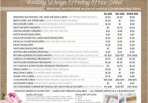 Average Cost Of Printing Wedding Invitations Printing Price List for Wedding Invitations and Coordinating