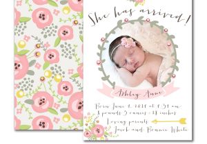 Baby Birth Party Invitation Wording Sweet Whimsical Floral Birth Announcement for Baby Girl