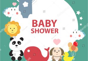 Baby Birthday Invitation Card Template Vector Baby Shower Invitation Template Greeting Card Stock Vector