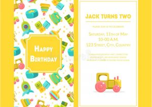 Baby Birthday Invitation Card Template Vector Happy Birthday Invitation Card Template Vector