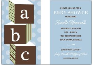 Baby Block Baby Shower Invitations Abc Blocks Blue Baby Shower Invitations