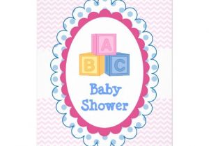 Baby Block Baby Shower Invitations Cute Baby Abc Blocks Baby Shower 5" X 7" Invitation Card