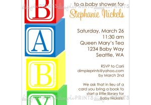 Baby Block Shower Invitations Baby Blocks Printable Shower Invitation Dimple Prints Shop