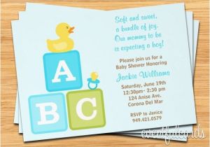 Baby Block Shower Invitations Boy Baby Shower Invitation Abc Blocks Duckie and Pacifier
