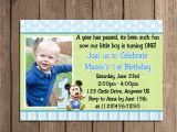 Baby Boy 1st Birthday Party Invitations Baby Mickey Mouse Boy 1st First Birthday by Periwinklepapery