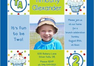 Baby Boy 2nd Birthday Invitation Wording Boy 39 S Cupcake 1st Birthday Invitation Cute Photos Blue Fun