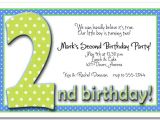 Baby Boy 2nd Birthday Invitation Wording Green Blue Polka Dots Boy 39 S 2nd Birthday Party Invitations