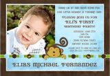 Baby Boy First Birthday Invitation Quotes Monkey Boy Birthday Party Invitation 1st Banana Dots