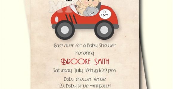 Baby Boy Race Car Shower Invitations Race Car Baby Shower Invitation Retro Style Boy Baby Shower