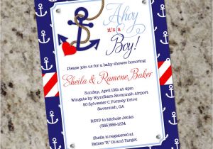 Baby Boy Shower Invitations Nautical theme Ahoy It S A Boy Nautical themed Baby Shower Invitations