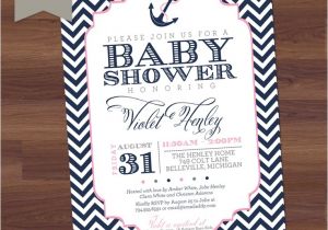 Baby Boy Shower Invitations Nautical theme Baby Shower Invitation Girl Chevron Nautical theme