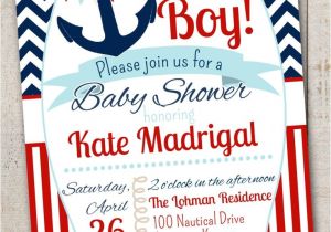 Baby Boy Shower Invitations Nautical theme Nautical Baby Shower Invitation with Free Diaper by