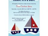 Baby Boy Shower Invitations Nautical theme Nautical Sailboat Baby Boy Baby Shower Invitation 5" X 7