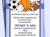 Baby Boy Shower Invitations Sports theme All Star Sports Invitation Printable or Printed with Free