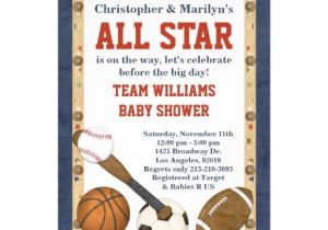 Baby Boy Shower Invitations Sports theme Sports All Star Baby Shower Invitation 5" X 7" Invitation