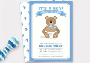 Baby Boy Shower Invitations with Teddy Bears Boy Teddy Bear Baby Shower Invitation Printable Baby Shower