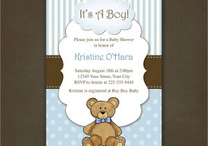 Baby Boy Shower Invitations with Teddy Bears Boy Teddy Bear Baby Shower Invitation Printable File $12