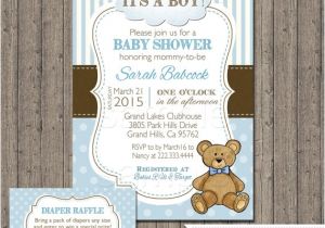 Baby Boy Shower Invitations with Teddy Bears Boy Teddy Bear Baby Shower Invitation with Free Diaper