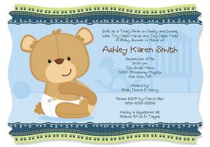 Baby Boy Shower Invitations with Teddy Bears Personalize Product