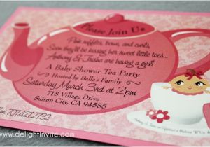 Baby Girl Shower Tea Party Invitations Baby Shower Tea Shower Invitation Custom Invitations and