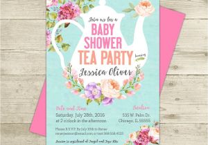 Baby Girl Shower Tea Party Invitations Tea Party Baby Shower Invitation Floral Shabby Girl Baby