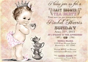 Baby Girl Shower Tea Party Invitations Tea Party Baby Shower Invitation for Girl Princess Crown