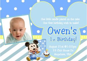 Baby Mickey 1st Birthday Personalized Invitations Baby Mickey 1st Birthday Invitation Baby Mickey Mouse