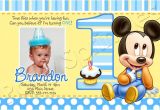 Baby Mickey 1st Birthday Personalized Invitations Baby Mickey First Birthday Invitations Drevio