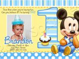 Baby Mickey 1st Birthday Personalized Invitations Baby Mickey First Birthday Invitations Drevio