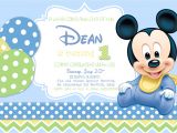 Baby Mickey 1st Birthday Personalized Invitations Baby Mickey Mouse 1st Birthday Photo Invitations