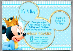 Baby Mickey Shower Invitations Baby Mickey Mouse Baby Shower Invitation Baby Prince Mickey