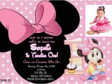 Baby Minnie Mouse First Birthday Invitations Baby Minnie 1st Birthday Invitations