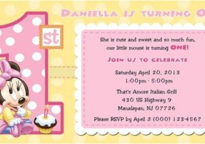 Baby Minnie Mouse First Birthday Invitations Baby Minnie Mouse 1st Birthday Invitations