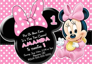 Baby Minnie Mouse First Birthday Invitations Minnie Mouse First Birthday Invitations