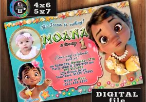 Baby Moana Birthday Invitation Template Baby Moana Birthday Invitation Custom by