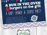 Baby Shower and Diaper Party Invitations Bun In the Oven Burgers On the Grill Baby Shower and