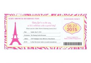 Baby Shower Boarding Pass Invitations Baby Shower Paris Boarding Pass 4" X 9 25" Invitation Card