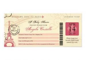 Baby Shower Boarding Pass Invitations Baby Shower Vintage Paris Boarding Pass 4×9 25 Paper