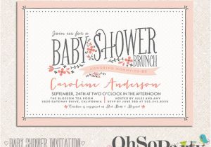 Baby Shower Brunch Invitation Wording Baby Flora Custom Baby Shower Brunch Invitation by Ohsoparty