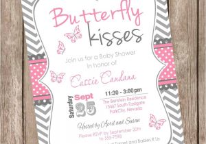 Baby Shower butterfly theme Invitations butterfly Kisses Baby Shower Invitation butterfly Baby Shower