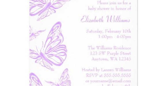 Baby Shower butterfly theme Invitations Pretty Purple butterfly Baby Shower Invitations 5" X 7