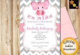 Baby Shower Invitation In Spanish Spanish Baby Shower Invitation Girl Pink Elephant Gray