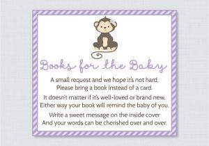 Baby Shower Invitation Inserts Bring Book Monkey Baby Shower Bring A Book Instead Of A Card Invitation