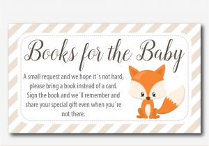 Baby Shower Invitation Inserts Bring Book Woodland Bring A Book Instead Of A Card Inserts Fox Baby